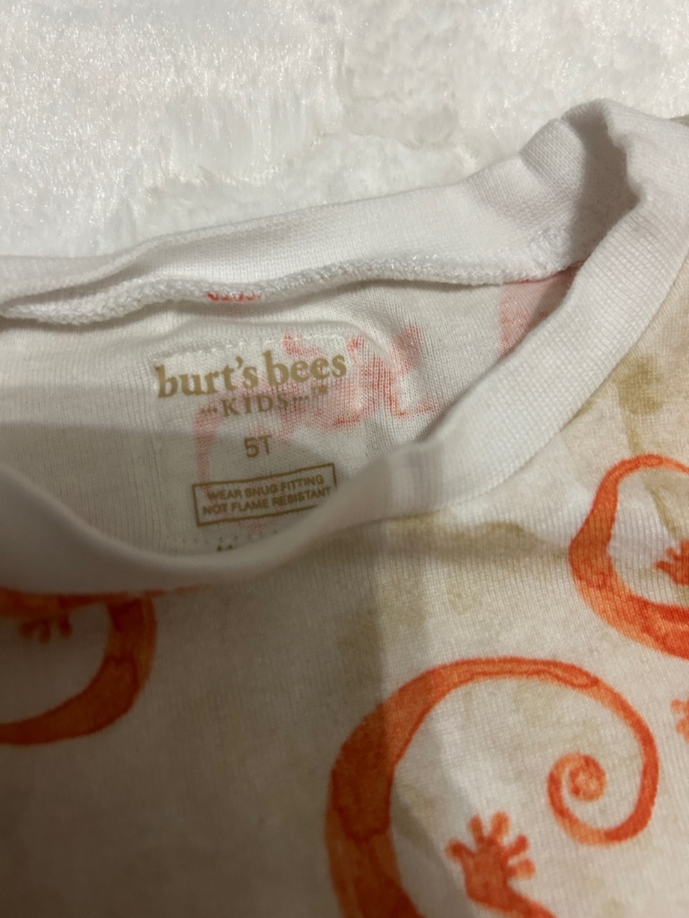 Cozy Kids Pajama Set - Orange Lizard & Mustard Waffle Prints - Picture 2 of 5